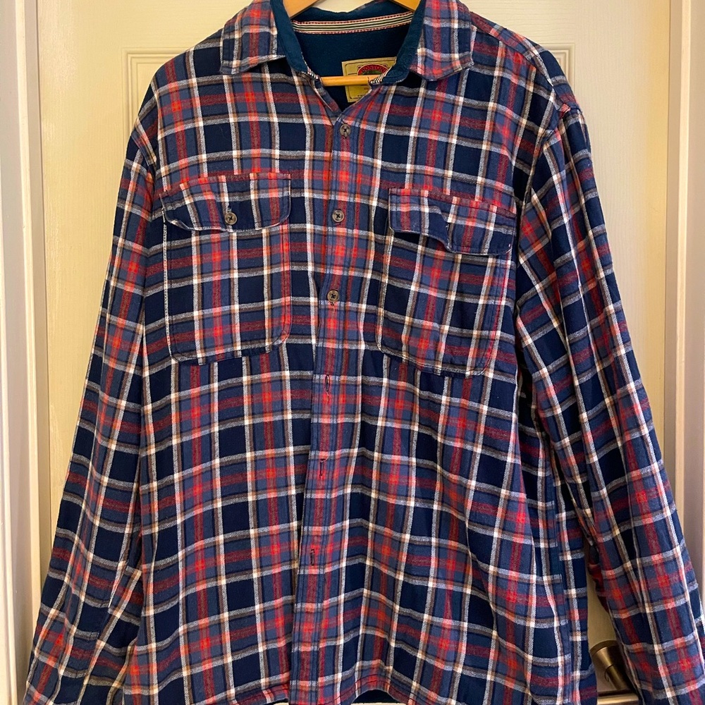 Men’s flannel, fleece lined shirt jacket